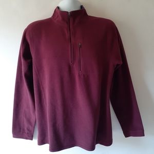 LL Bean men's burgundy 100% polyester 1/4 zip pullover fleece size M